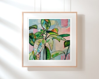Spring gallery wall plant print, Abstract house plant painting, House plant leaf print, House plant art print, Gallery wall plant print