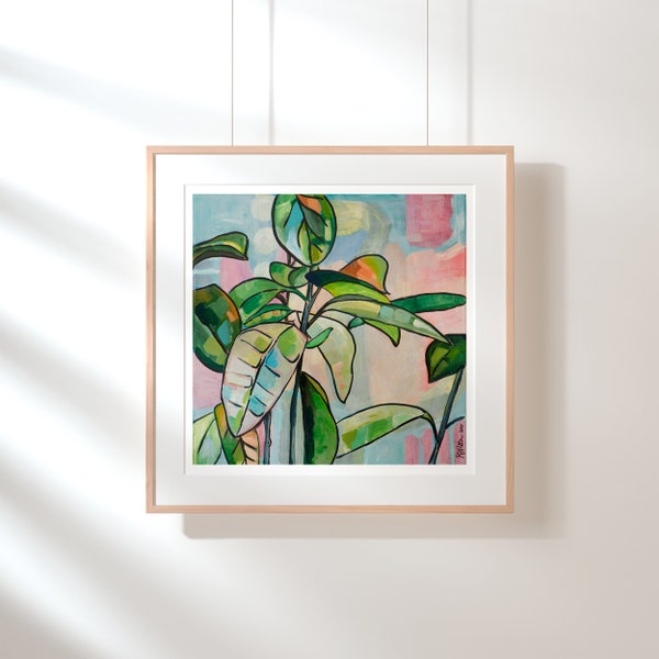 Impresión de plantas de pared de galería de primavera, pintura abstracta de plantas de interior, impresión de hojas de plantas de interior, impresión artística de plantas de interior, impresión de plantas de pared de galería