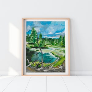 National Park Gallery Wall Art, Yellowstone Painting, National Park Print Yellowstone, National Park Gift, Yellowstone Wall Art, Artsy Gift