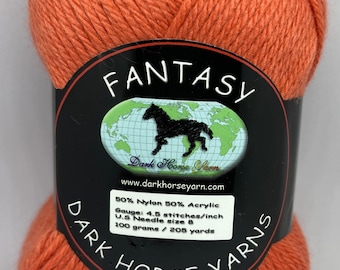 Dark Horse Yarns Fantasy # 78 Orange Nylon Acrylic Yarn 100 Gram 205 Yards Skein