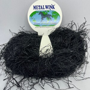 Dark Horse Yarn Metal Wink # 308. Black - Eyelash Yarn