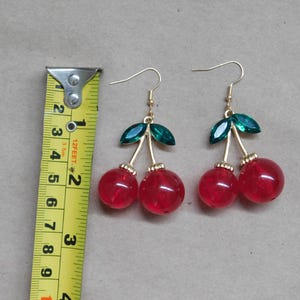 LARGE Cherry Earrings, Cherry Earrings, 1950's Cherry Earrings, Rockabilly Cherry Earrings, Vintage Inspired Cherry Earrings, Fruit Earrings image 6