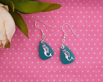 Mermaid Earrings, Mermaid and Sea Glass Earrings, Sea Glass Earrings, Mermaid Sea Glass, Nautical Earrings, Mermaid Jewelry, Unique Earrings