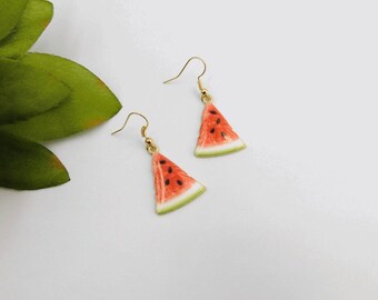 Watermelon Earrings, Watermelon Slice Earrings, Food Earrings, Miniature Earrings, Watermelon Jewelry, Women's Birthday