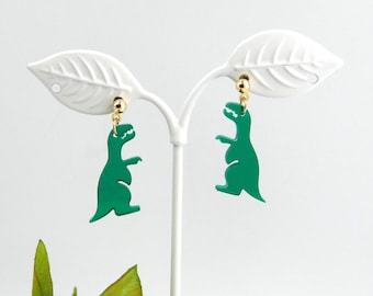 Dinosaur Earrings, Acrylic Dinosaur Earrings, Green Dinosaur Earrings, Kawaii Dinosaur Earrings, Mini Dinosaur, Kawaii Earrings, Lightweight