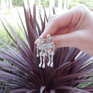 Skeleton Earrings, Jointed Skeleton Earrings, Silver Skeleton Earrings, HALLOWEEN Earrings, Gothic Earrings, Skull Earrings, Skull Jewelry
