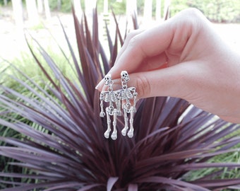 Skeleton Earrings, Jointed Skeleton Earrings, Silver Skeleton Earrings, HALLOWEEN Earrings, Gothic Earrings, Skull Earrings, Skull Jewelry