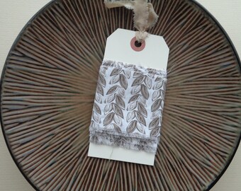 Hand torn fabric trim green prints