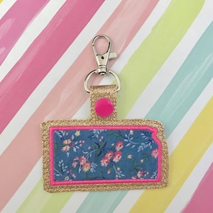 Kansas Applique Snap Tab Embroidery Digital File Instant Download key fob, machine embroidery design, in the hoop