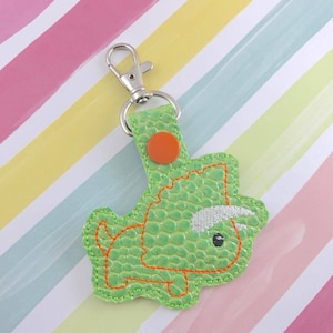 Baby Dino Snap Tab Embroidery Digital File Instant Download key fob, machine embroidery design, in the hoop
