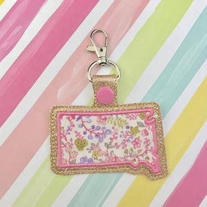 South Dakota Applique Snap Tab Embroidery Digital File Instant Download key fob, machine embroidery design, in the hoop