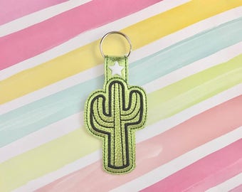 Cactus Snap Tab Bordado Archivo Digital Descarga Instantánea llavero, diseño de bordado de máquina, en el aro