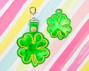 Clover Set Snap Tab Embroidery Digital File Instant Download key fob, machine embroidery design, in the hoop