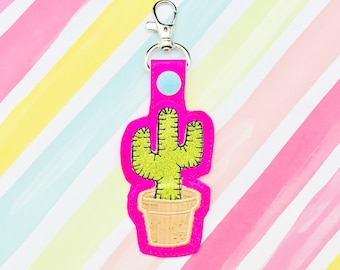 Pestaña a presión de cactus en maceta: Diseño para máquina de bordar (archivo digital)