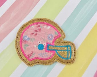 Voetbalhelm stoffen Feltie borduurwerk digitaal bestand Instant Download sleutelhanger, machinaal borduurontwerp, in de hoepel
