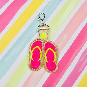 Flip Flops Snap Tab Embroidery Digital File Instant Download key fob, machine embroidery design, in the hoop