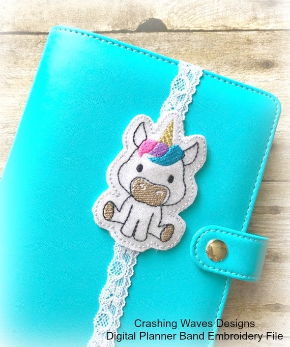 Unicorn Planner Band Embroidery Digital File Instant Download, machine embroidery design, in the hoop
