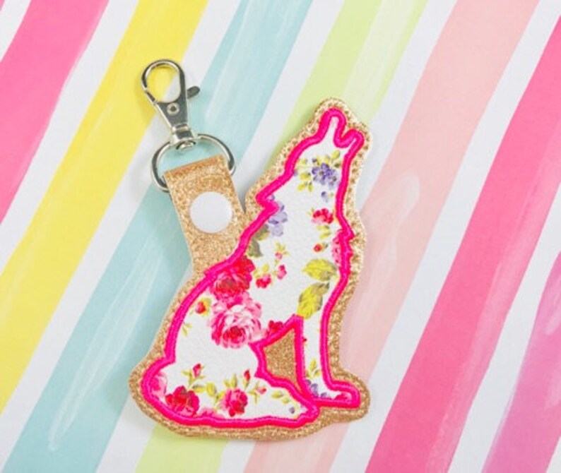 Wolf Coyote Applique Snap Tab Embroidery Digital File Instant Etsy