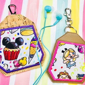 Earphones Case Holder- 5x7 Hoops or Larger Snap Tab Embroidery Digital File Instant Download key fob, machine embroidery design, in the hoop