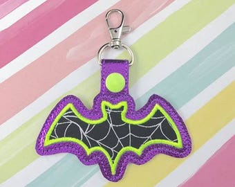 Bat Applique Set Snap Tab Embroidery Digital File Instant Download key fob, machine embroidery design, in the hoop