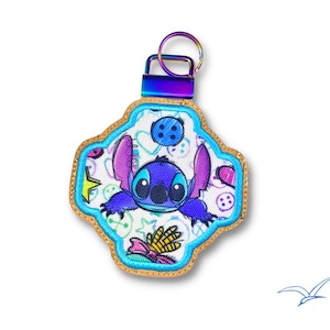 Abstract Shape 20 Applique Key Fob Embroidery Digital File