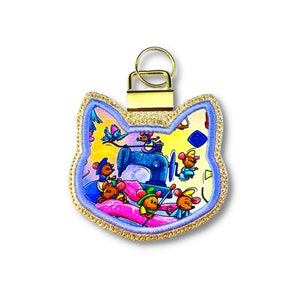 Cat Applique Key Fob Embroidery Digital File