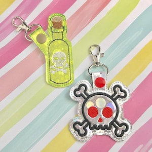 Poison Halloween Set Snap Tab Embroidery Digital File Instant Download key fob, machine embroidery design, in the hoop