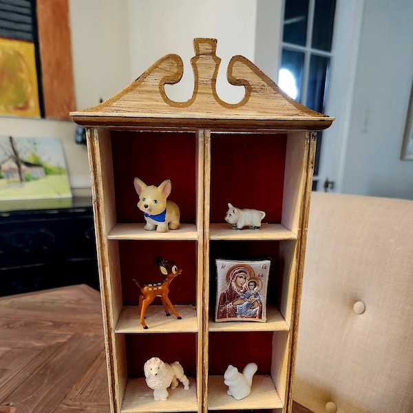 Florentine display case...wall cabinet...8 cubbies...gold accents