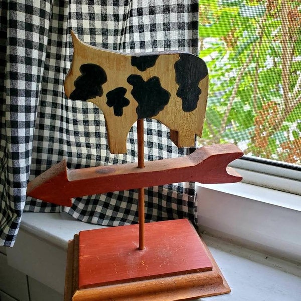 Holstein Cow weather vane...wood....decorative piece...vintage