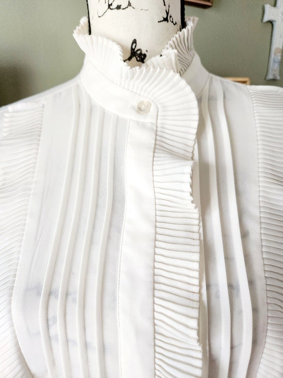 Express brand vintage blouse...white...high neckl… - image 2