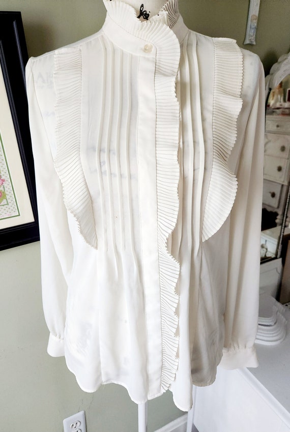 Express brand vintage blouse...white...high neckl… - image 1