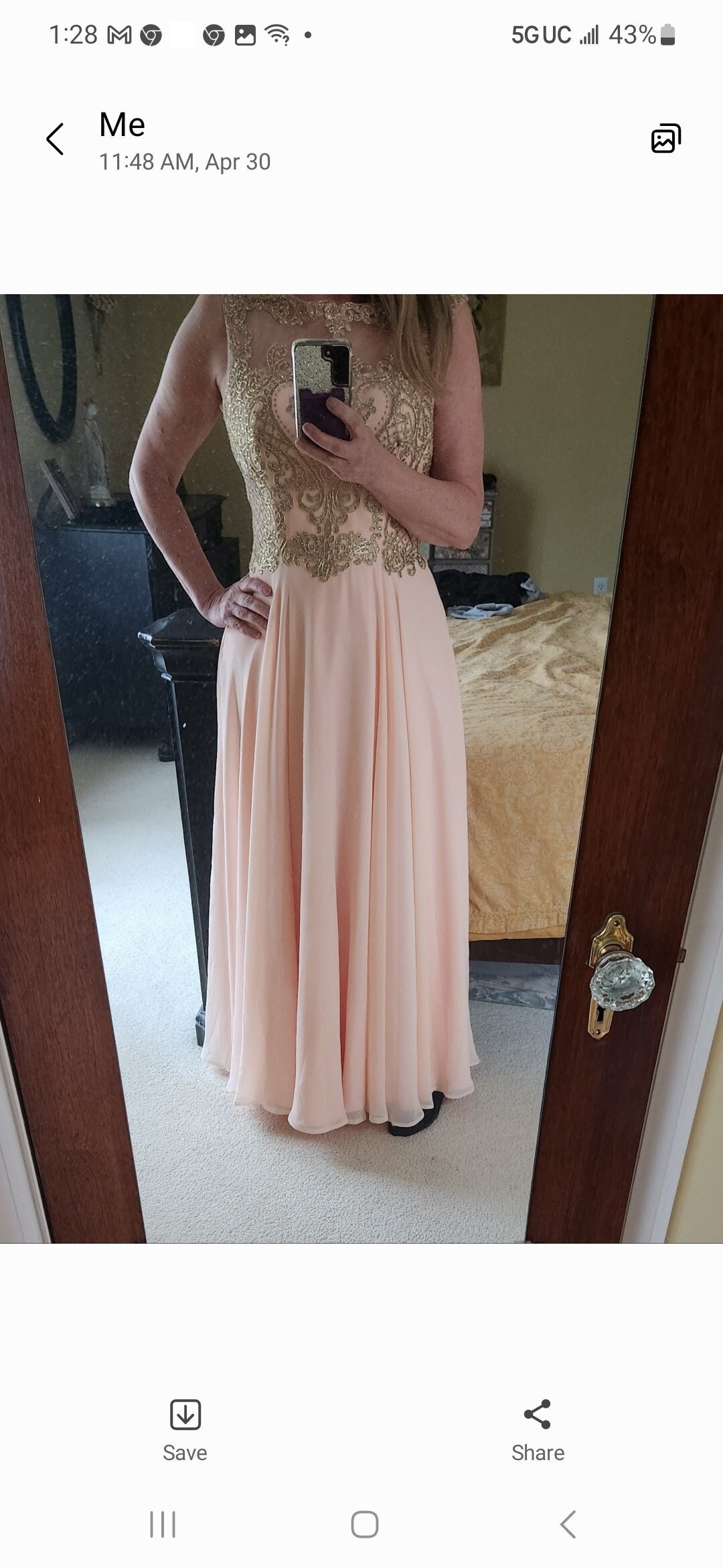 Peach Colored Formal Dress With Gold Embellishments....labeled - Etsy