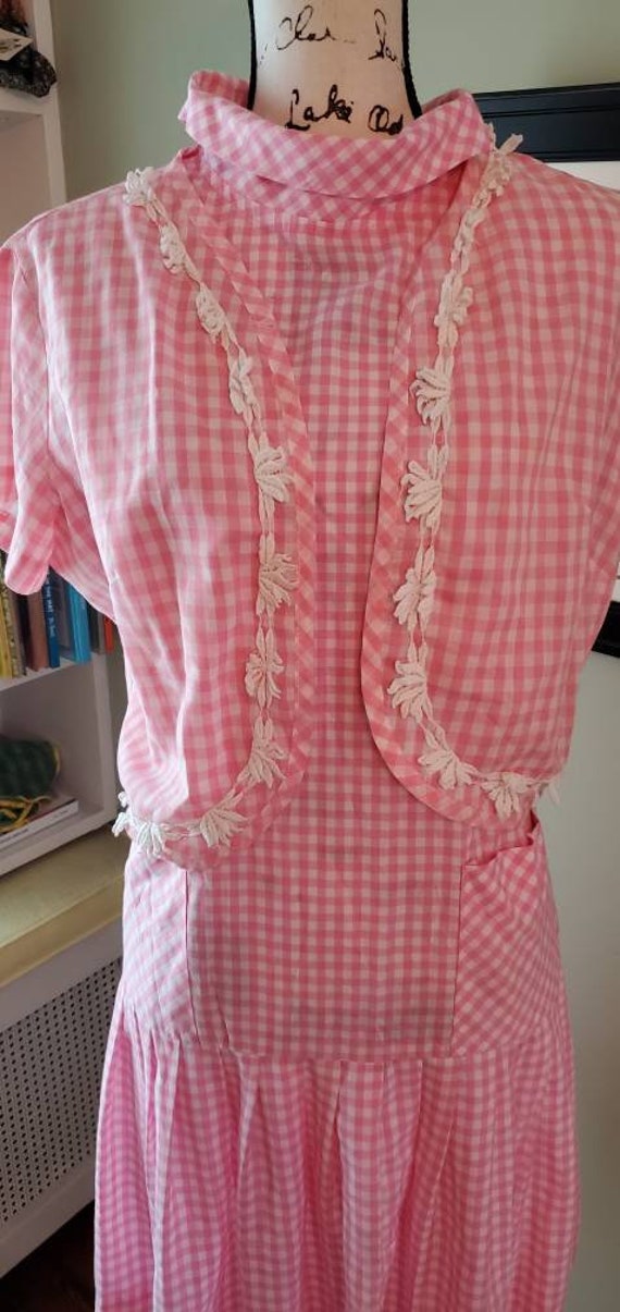 Adorable pink gingham dress with jacket...vintage… - image 2