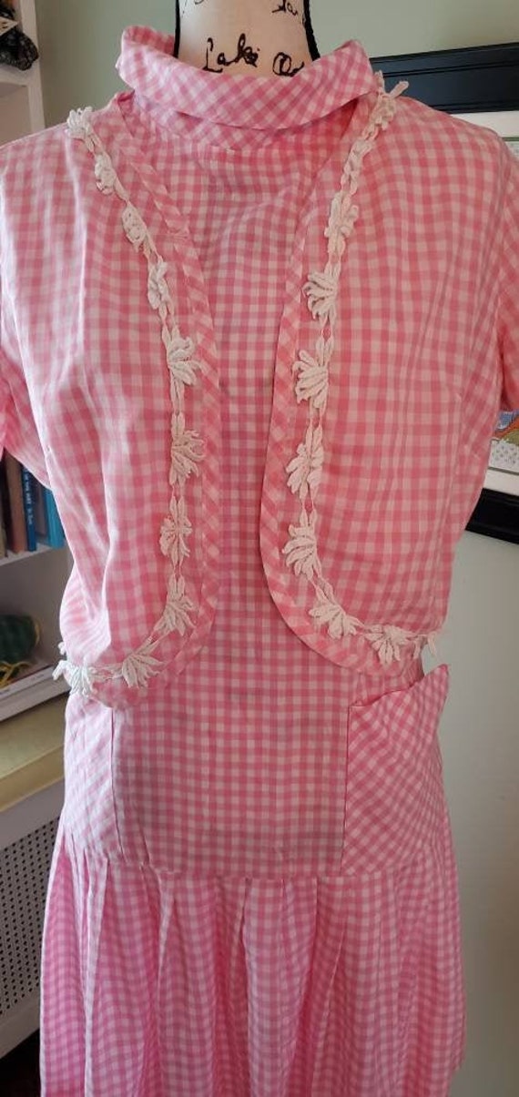 Adorable pink gingham dress with jacket...vintage… - image 1