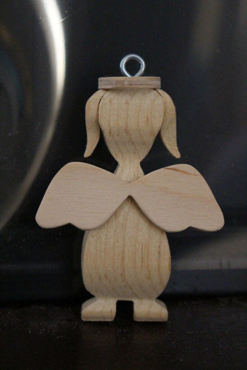 Cutie Angel Dog Ornament Wooden image 2