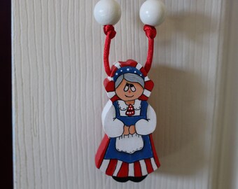 Mrs. 4th of July Necklace Hand painted wood