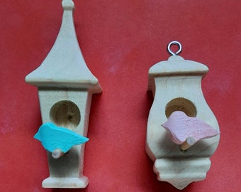 3D Wooden Birdhouse Ornaments you get 2