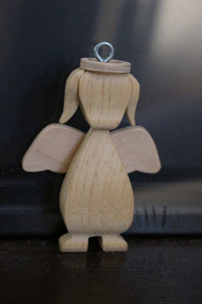 Cutie Angel Dog Ornament Wooden image 1