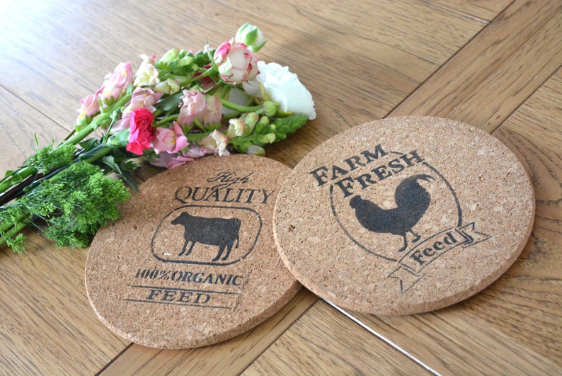 Cork Hot Pad Pot Holder Cork Hot Mat Farmhouse Style Hot Etsy