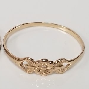 14K Size 2 3 4 5 6 Estate Vintage 14k Yellow Gold Flower Victorian Midi Pinky Baby Ring Baptism Detailed Band G12