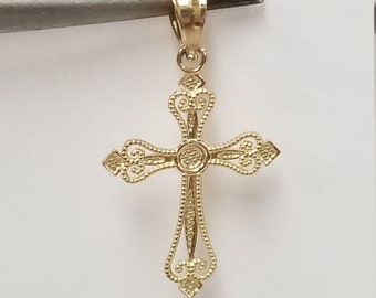 Sale 1" Estate 14k Yellow Gold Jesus Christ Cross Pendant Victorian Catholic Lutheran Stunning G346