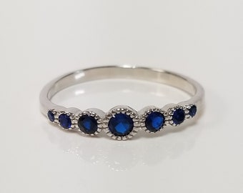 Sterling Silver 925 Cornflower Sapphire .30ct Band Daughter Promise Ring R52
