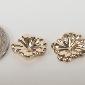 11mm 1/2&quot; New 14k Yellow Gold Accessories Earrings Flower Studs Jacket GE155-6