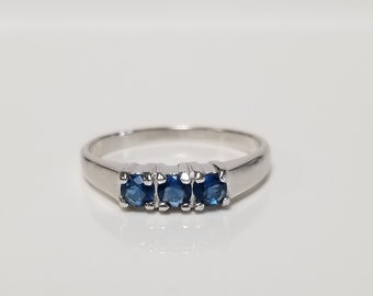 Size 1 2 3 4 5 Estate Sterling Silver 925 Created Blue Spinel or Cz Diamond .10ct Gem Sapphire Ring Stunning Baptism Midi R76-1
