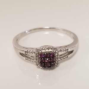 Purple Diamond Size 4.5 Sale SI2 G Estate 10k White Gold Purple .20ct Diamond Ring Engagement Promise Birthstone BC95