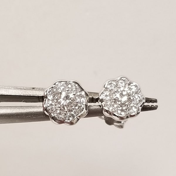 Sale SI2 G 6.5mm Estate 14k White Gold Natural .50ct Diamond Studs Earrings Anniversary Birthday .45ct BC97-02