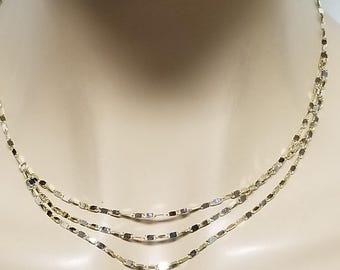 6.82 Grams 17.5" Estate 14k Yellow White Gold 2mm Choker Multi Strand Necklace Chain Stunning Wedding Anniversary 16" 17" 18" GS1410-06