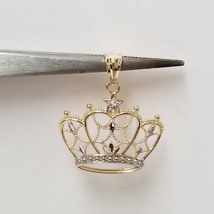 7/8&quot; Estate 14k Yellow Gold Princess Irish Crown Pendant Charm G379