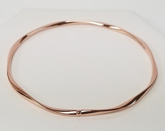 Sale 2.5" Estate 10k Rose or Yellow Gold 2.5mm Bracelet Bangle Twist Cuff Tube G227