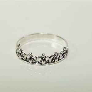 Sterling Silber 925 Krone Herz Kreuz Prinzessin Ring Antike viktorianische R98-1